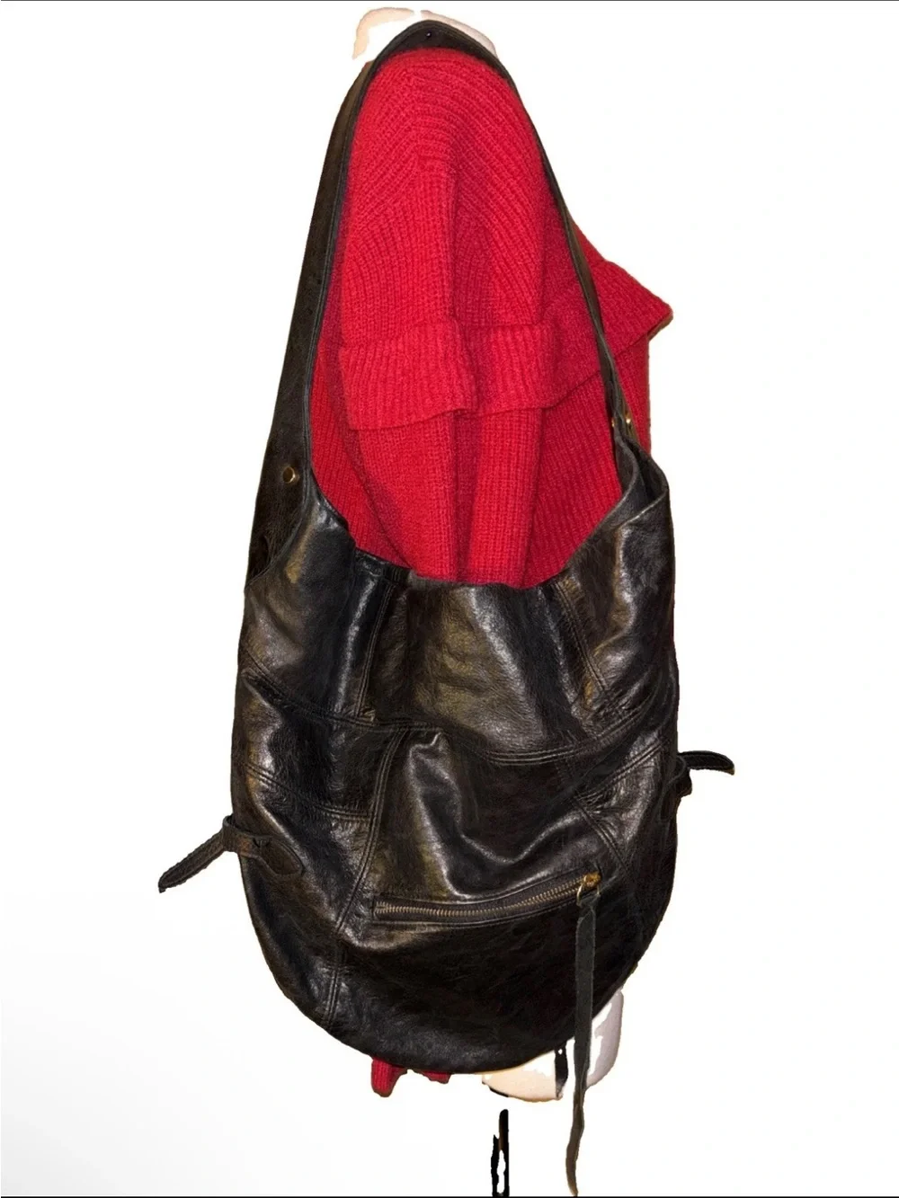 Foley + Corinna Black Leather Tote with Interior Zip Pocket